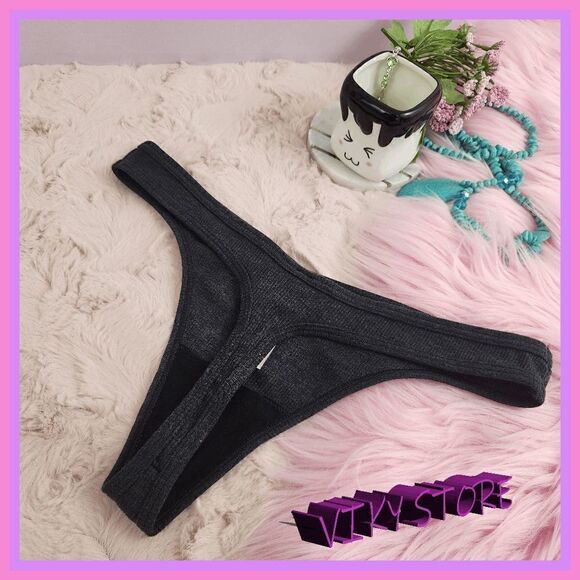 NWT VS Pink Black Tanga: Medium Yellow Crystals - Chic Glamour! NWT - Picture 4 of 4